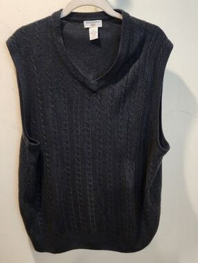 Dockers Charcoal Cable Knit V-Neck Sweater Vest Sz XL